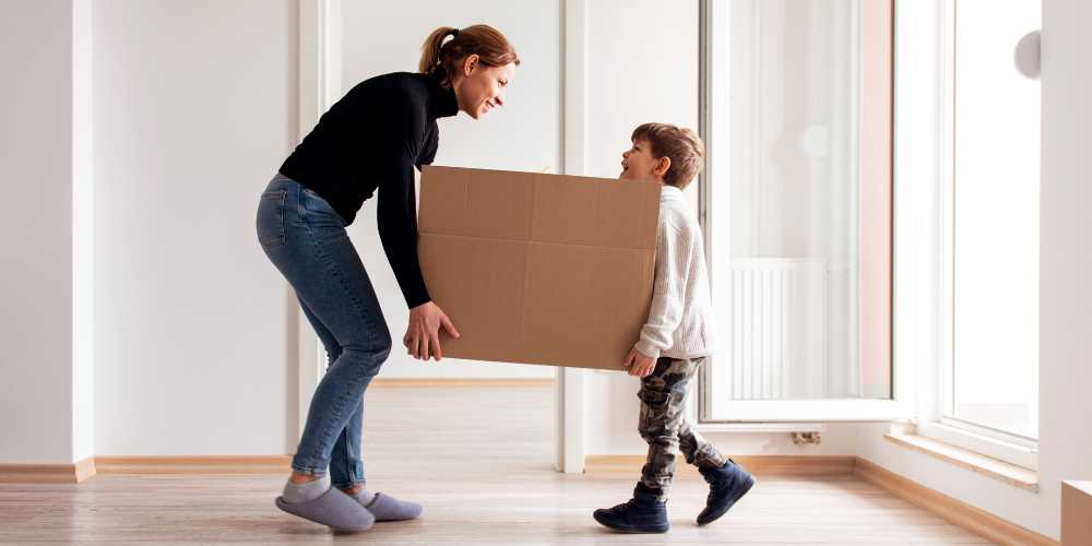 Rental Application Process Plymouth - Boy and Mother Carrying Boxes - Plymouth Homes Rental Application Process Plymouth - Boy and Mother Carrying Boxes - Plymouth Homes